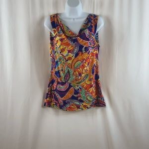 Ralph Lauren knit paisley cowl neck tank top S & LP
